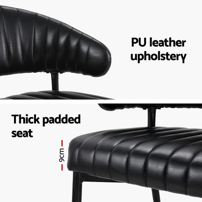 Dining Chairs Set Of 2 Leather Hollow Armchair Black