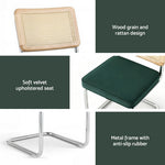 Dining Chairs Set Of 4 Velvet Rattan Cantilever Green Velvet