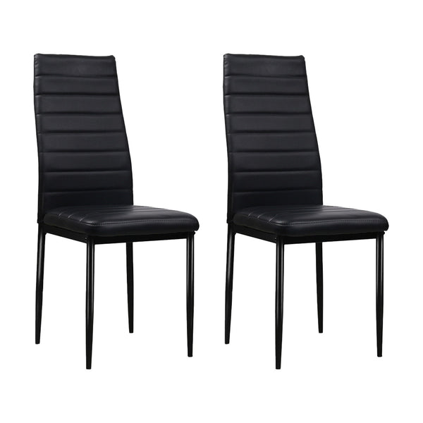  Dining Chairs Set Of 4 Leather Channel Tufted Black