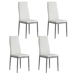 Dining Chairs Set of 4 Leather Channel Tufted White