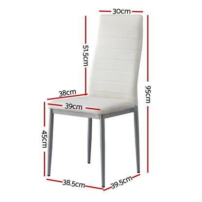  Dining Chairs Set of 4 Leather Channel Tufted White