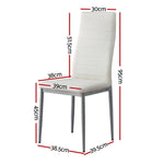 Dining Chairs Set of 4 Leather Channel Tufted White