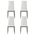 Dining Chairs Set of 4 Leather Channel Tufted White