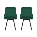 Dining Chairs Set Of 2 Velvet Upholstered Green Cafe Kirtchen Chairs