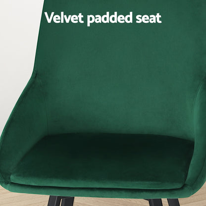 Dining Chairs Set Of 2 Velvet Swivel Base Green