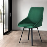 Dining Chairs Set Of 2 Velvet Swivel Base Green