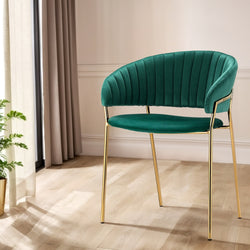 Dining Chairs Set Of 2 Velvet Hollow Armchair Green