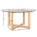 Tempered Glass Round Coffee Table - Beige
