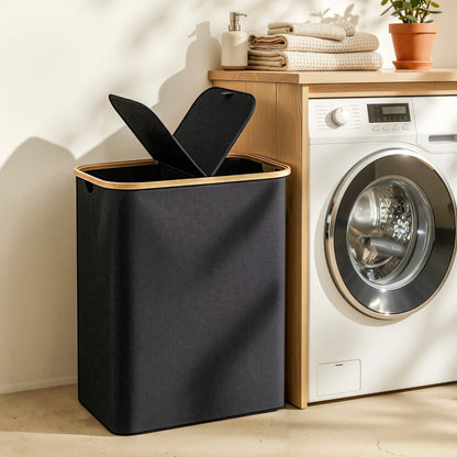 Laundry Basket 2 Section Foldable Hamper 150L | Home & Living