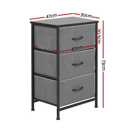 Set of 2 Chest of 3 Drawers Tallboy Grey | HomeAndLiving