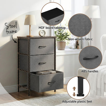 Set of 2 Chest of 3 Drawers Tallboy Grey | HomeAndLiving