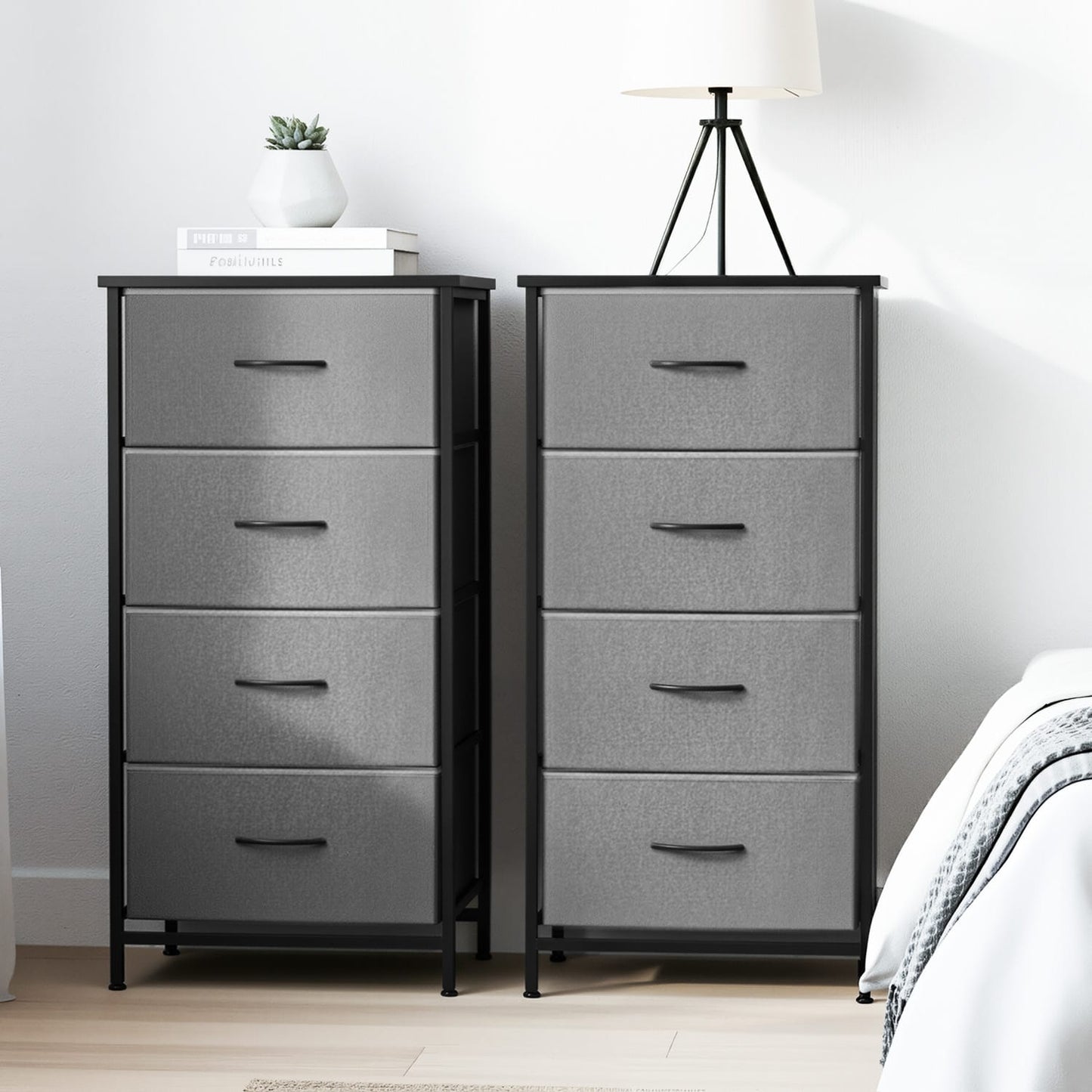 Grey Storage Dresser Tallboy 47x30x94cm