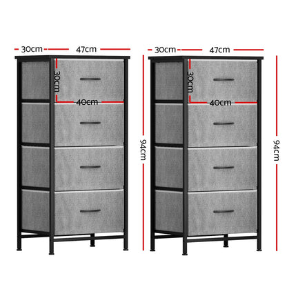Grey Storage Dresser Tallboy 47x30x94cm