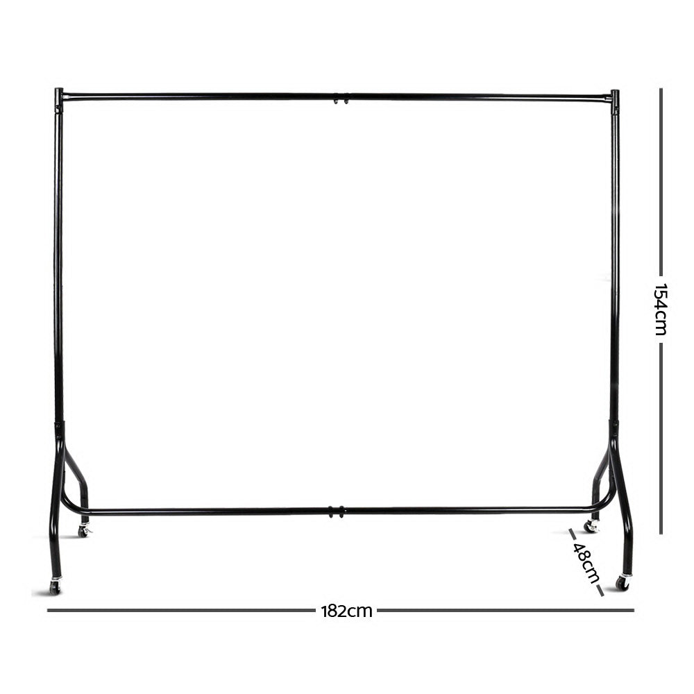 Clothes Rack Airer Coat Stand 6FT Rail Wheels