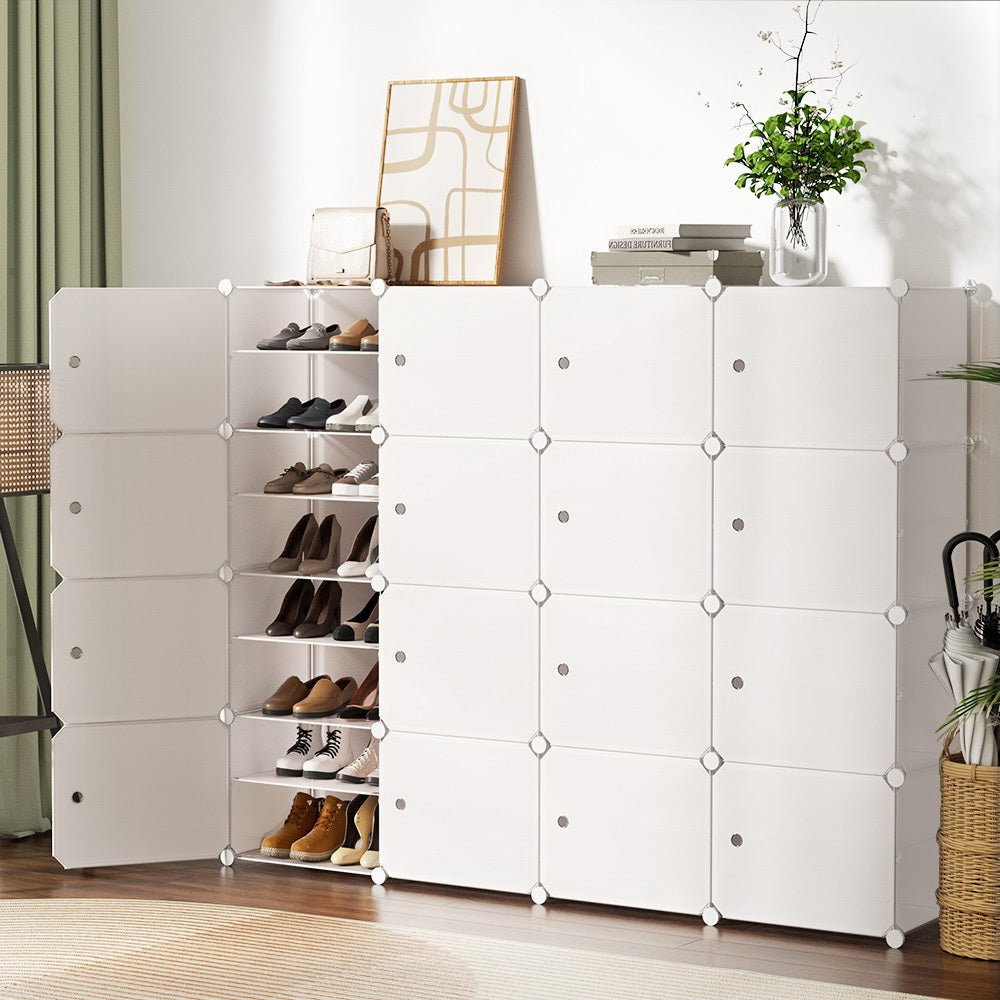 Shoe Cabinet DIY Shoe Box White Cube Portable Organiser Storage Stand