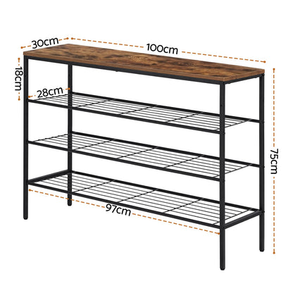 Shoe Rack 4 Tier Storage 100x30x75cm