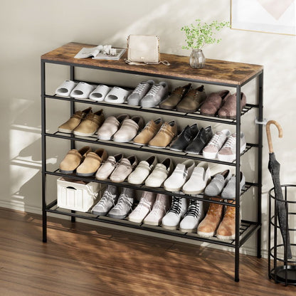 Shoe Rack 5-tier 25 Pairs Walnut Bob
