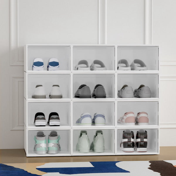  Shoe Box Rack DIY Set of 12 Stackable White Abel