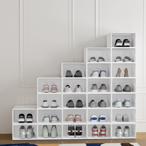  Shoe Box Rack DIY Set of 24 Stackable White Abel