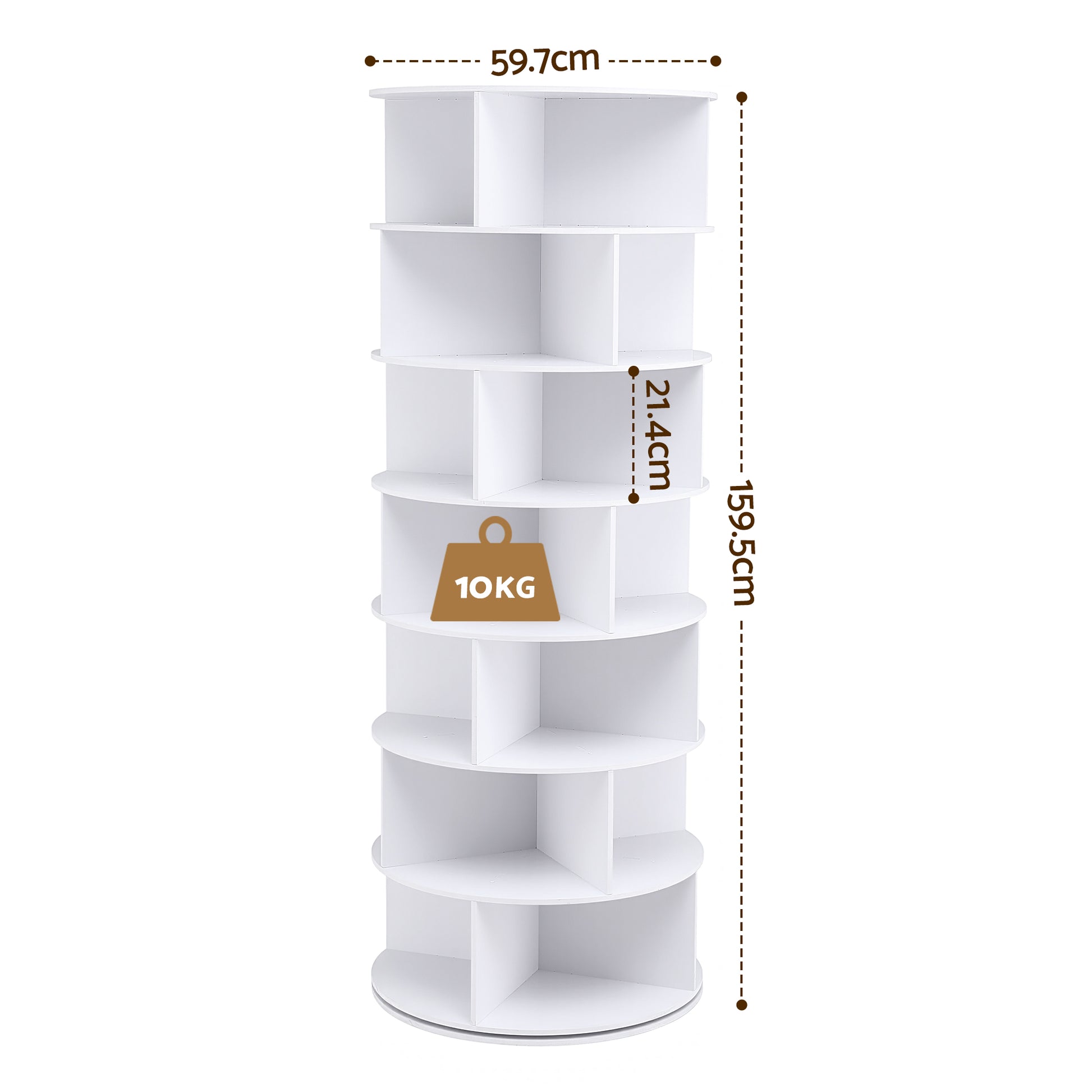 7 Tier Rotating Shoe Rack 28 Pairs White | HomeAndLiving - 3