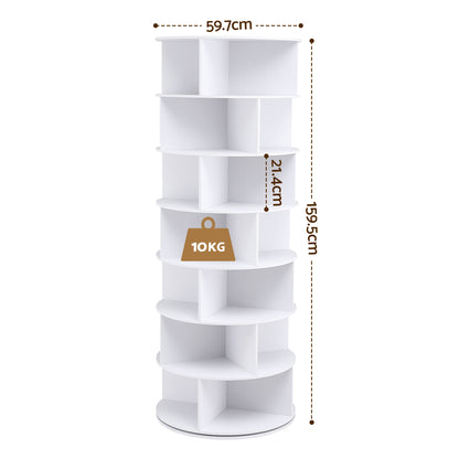 7 Tier Rotating Shoe Rack 28 Pairs White | HomeAndLiving - 3