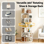 7 Tier Rotating Shoe Rack 28 Pairs White | HomeAndLiving