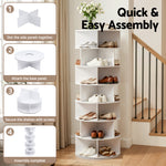 7 Tier Rotating Shoe Rack 28 Pairs White | HomeAndLiving