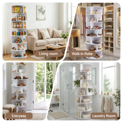7 Tier Rotating Shoe Rack 28 Pairs White | HomeAndLiving - 8