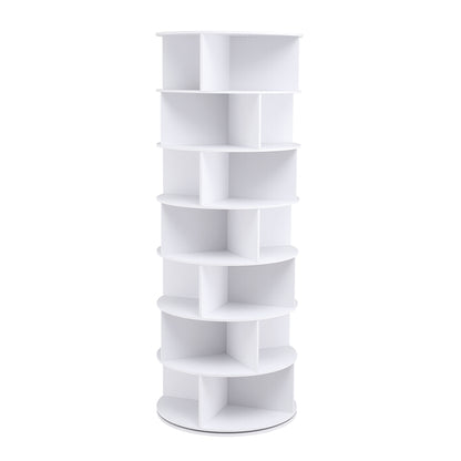 7 Tier Rotating Shoe Rack 28 Pairs White | HomeAndLiving - 9