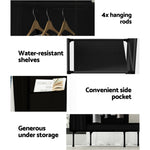 Large Portable Clothes Closet Wardrobe With Shelf Black