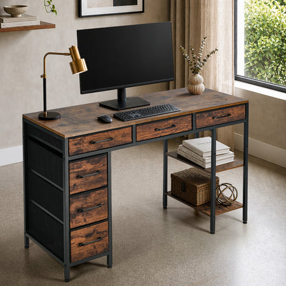 Computer Desk 120cm 6 Fabric Drawers Storage | HomeAndLiving
