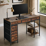 Computer Desk 120cm 6 Fabric Drawers Storage | HomeAndLiving