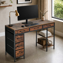 Computer Desk 120cm 6 Fabric Drawers Storage | HomeAndLiving
