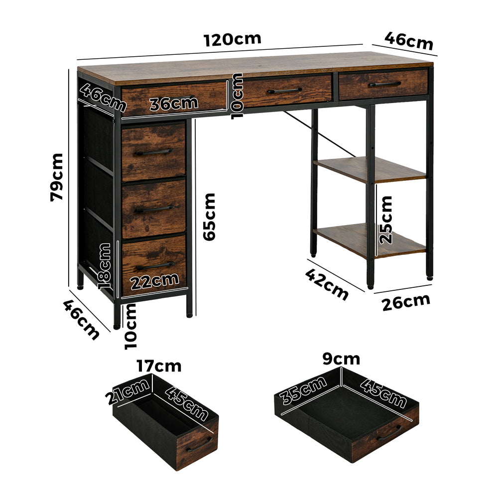 Computer Desk 120cm 6 Fabric Drawers Storage | HomeAndLiving - 4