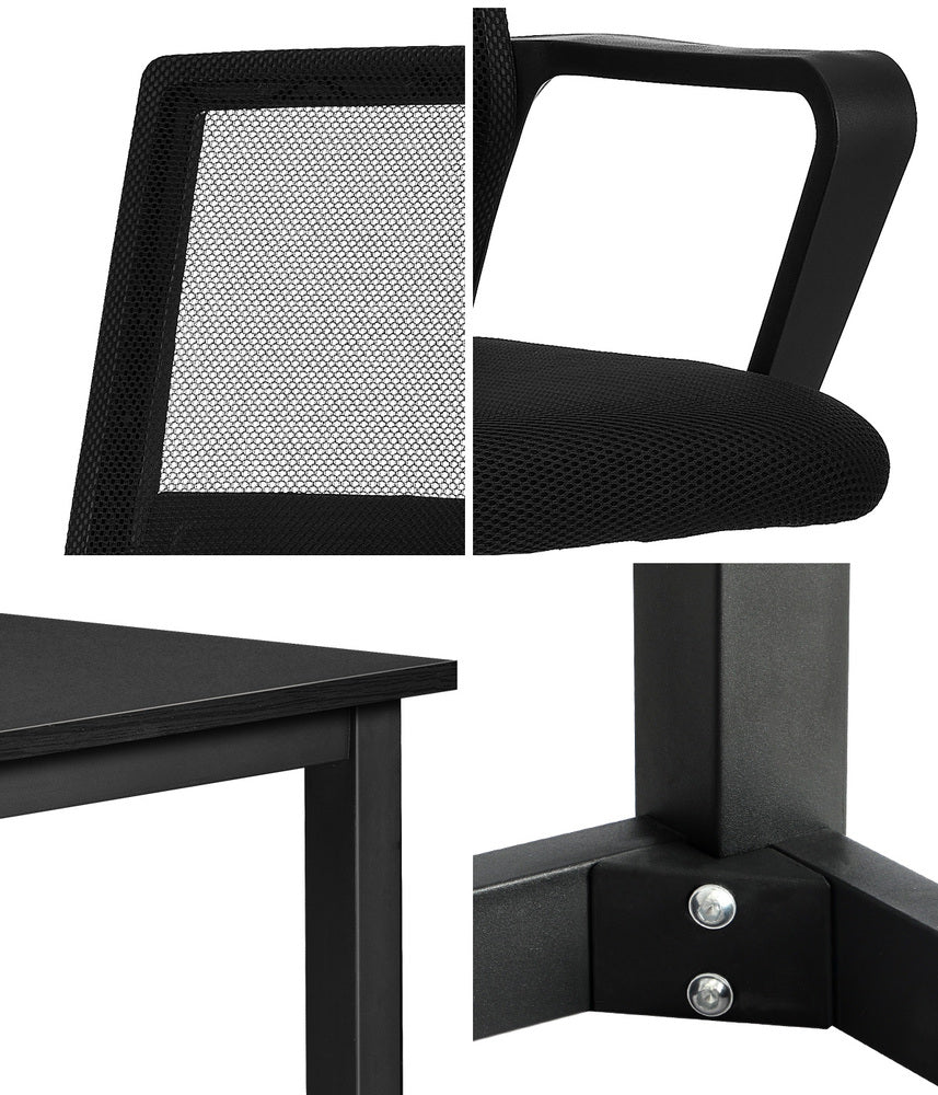 Home Office Desk and Chair Set Black Computer Table Ergonomic PC Desks
