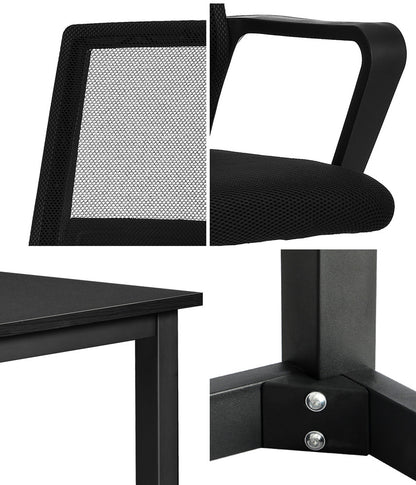 Home Office Desk and Chair Set Black Computer Table Ergonomic PC Desks