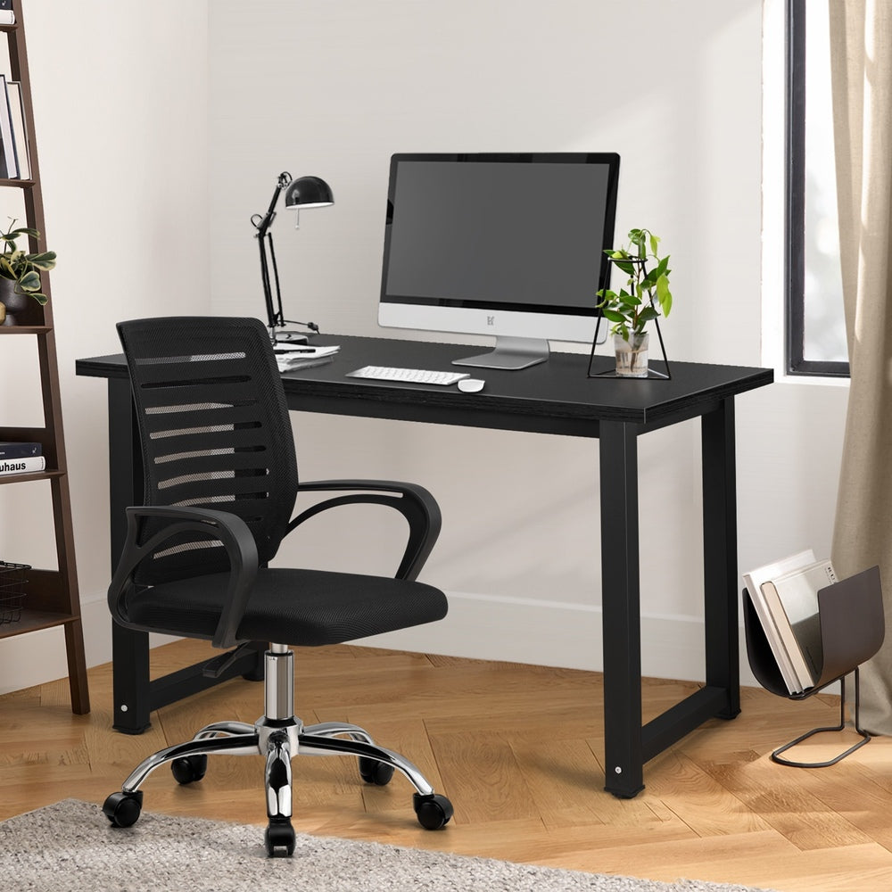 Black Home Office Desk and Chair Set Modern Computer Table Ergonomic Chair