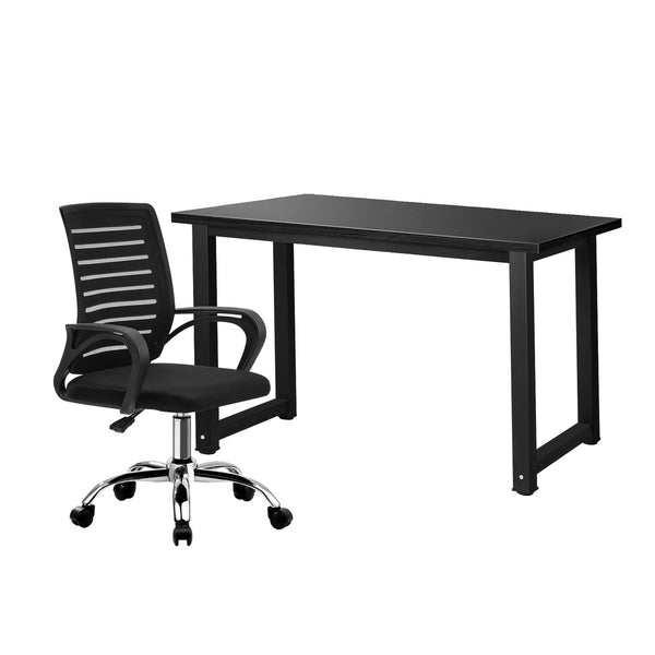  Black Home Office Desk and Chair Set Modern Computer Table Ergonomic Chair