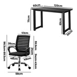 Black Home Office Desk and Chair Set Modern Computer Table Ergonomic Chair