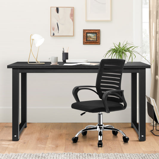Black Home Office Desk and Chair Set Modern Computer Table Ergonomic Chair