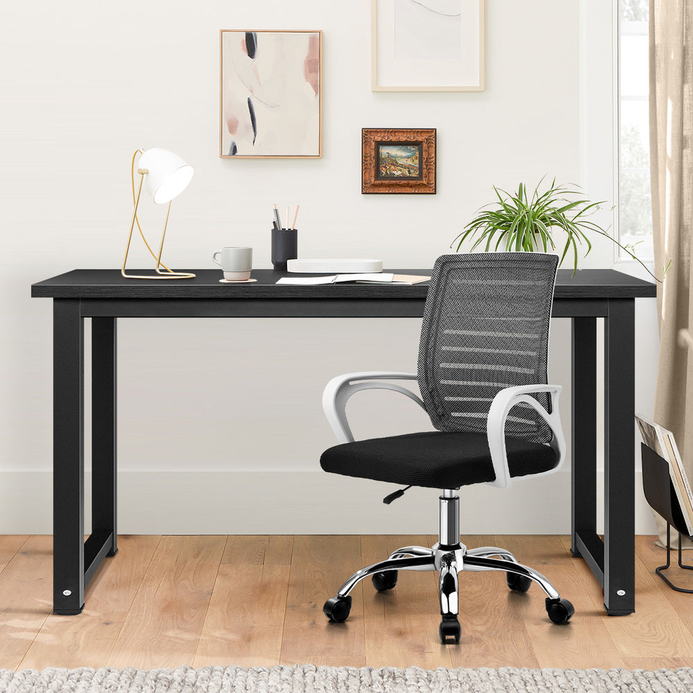 Home Office Desk and Chair Set BK&WH Study Computer Table with Ergonomic Chair