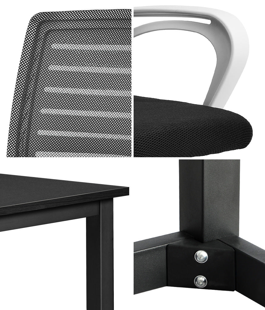 Home Office Desk and Chair Set BK&WH Study Computer Table with Ergonomic Chair