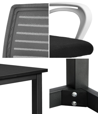 Home Office Desk and Chair Set BK&WH Study Computer Table with Ergonomic Chair