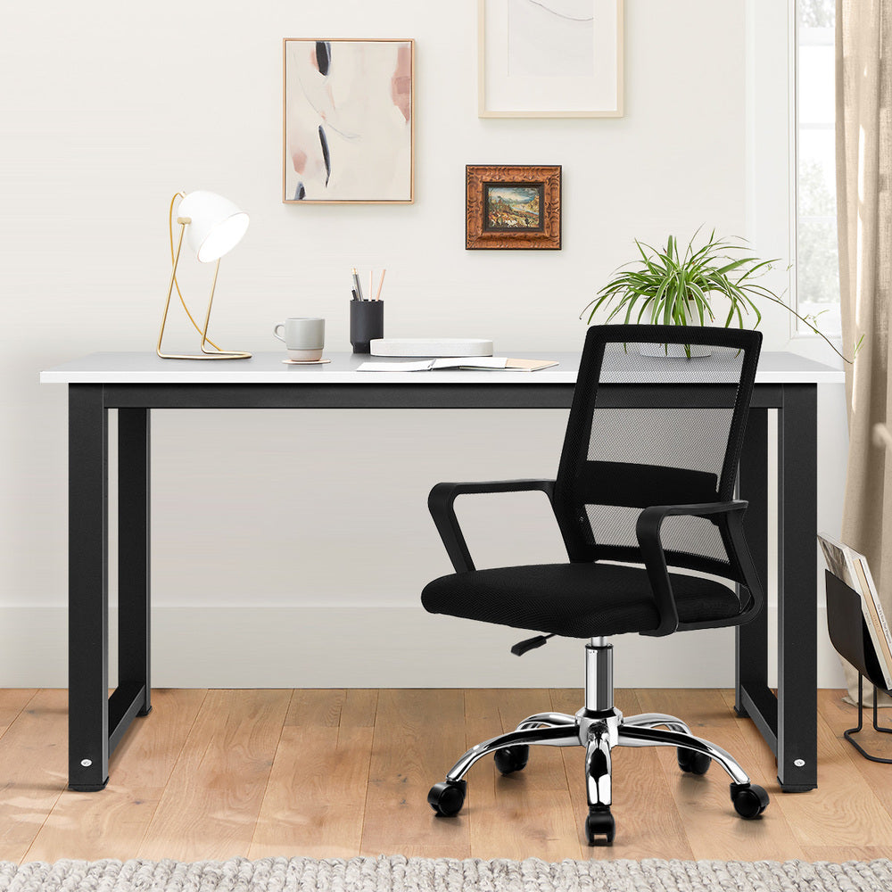 Home Office Desk and Chair Set Computer Table Study Workstation Black White