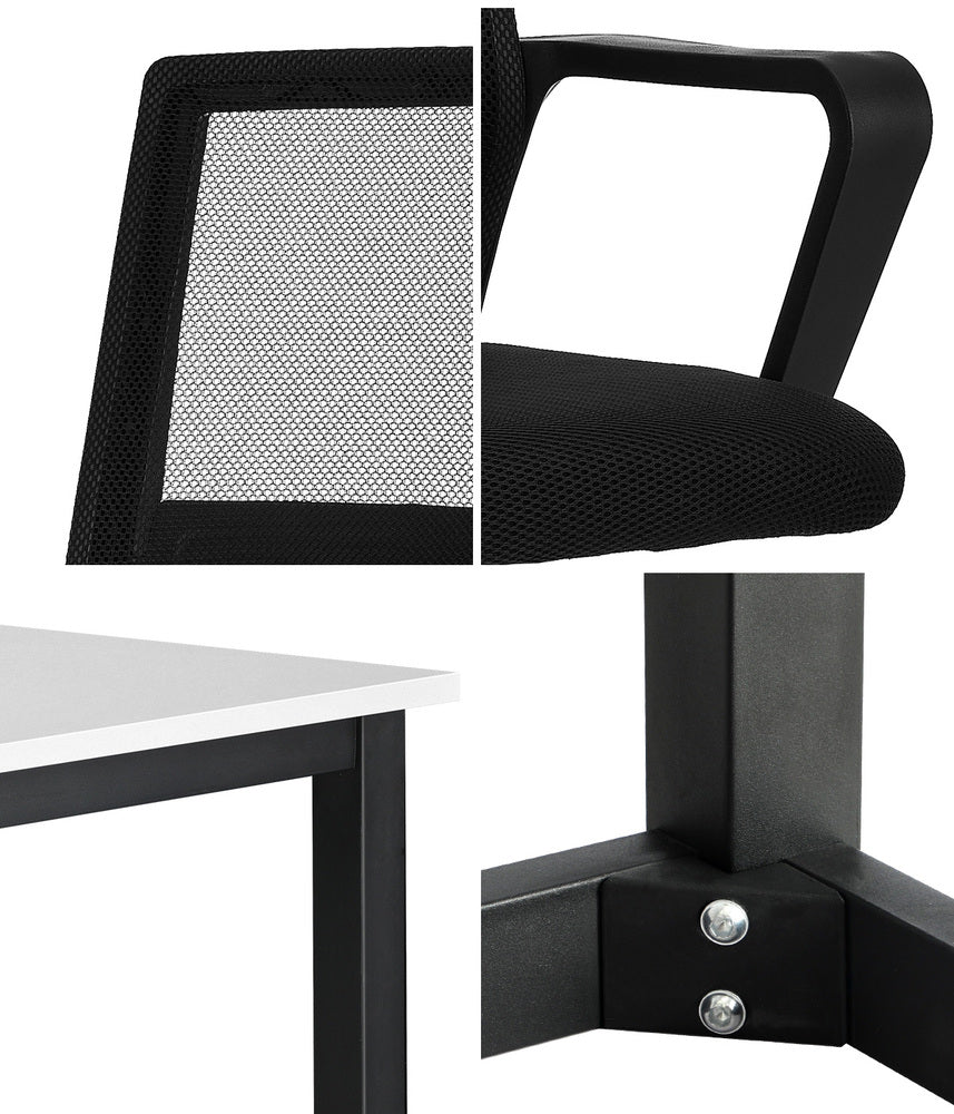 Home Office Desk and Chair Set Computer Table Study Workstation Black White