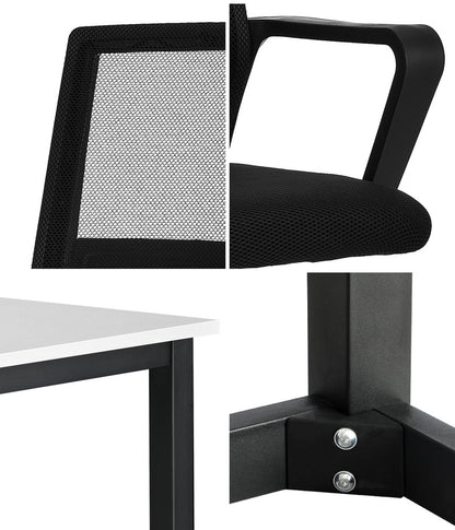 Home Office Desk and Chair Set Computer Table Study Workstation Black White