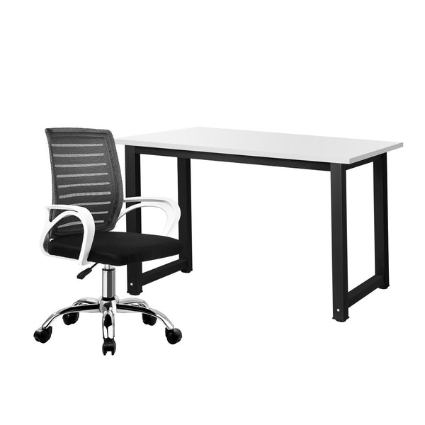  Home Office Desk and Chair Set BK&WH Gaming Ergonomic Chair Combo Set
