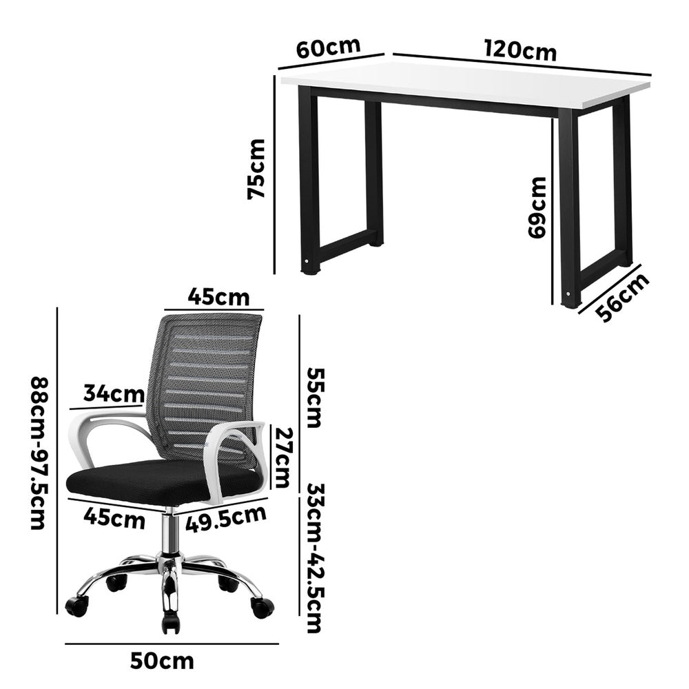 Home Office Desk and Chair Set BK&WH Gaming Ergonomic Chair Combo Set