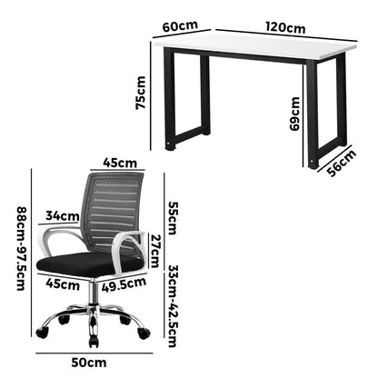 Home Office Desk and Chair Set BK&WH Gaming Ergonomic Chair Combo Set