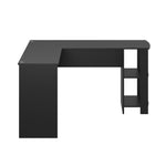 L-shape Computer Desk with Storage Shelves Black
